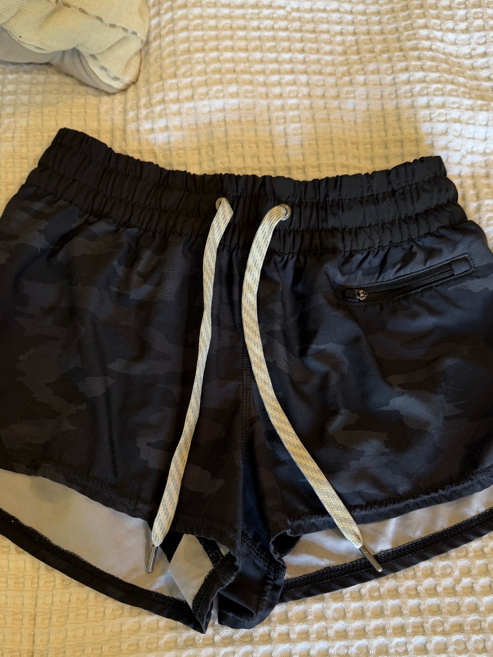 Vuori Black Camo Athletic Shorts with Drawstring